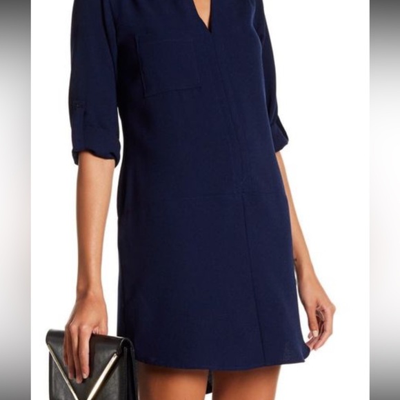 Lush Novak Split Neck 3/4 Sleeve Dress in Peacoat at Nordstrom Rack, Size Small - Picture 2 of 11